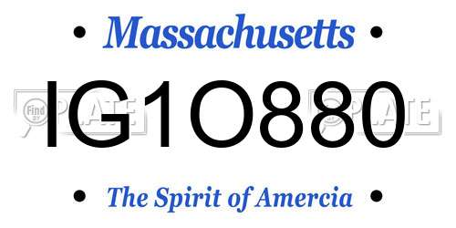 IG1O880 Massachusetts License Plate