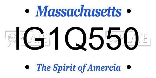 IG1Q550 Massachusetts License Plate
