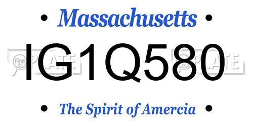 IG1Q580 Massachusetts License Plate