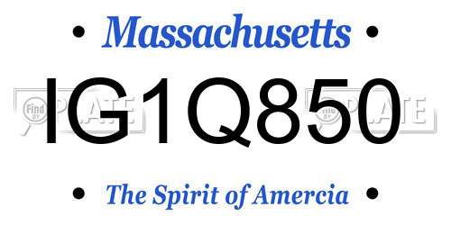 IG1Q850 Massachusetts License Plate