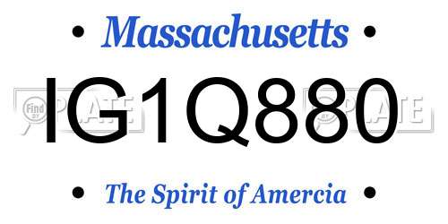 IG1Q880 Massachusetts License Plate