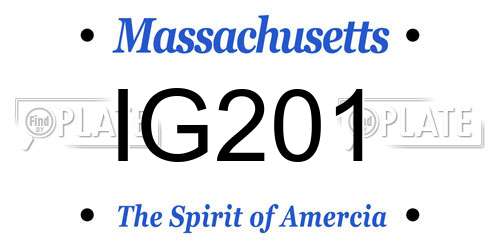 IG201 Massachusetts License Plate