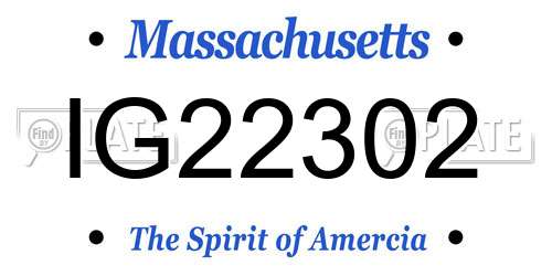 IG22302 Massachusetts License Plate