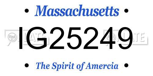 IG25249 Massachusetts License Plate