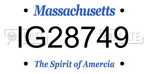 IG28749 Massachusetts License Plate