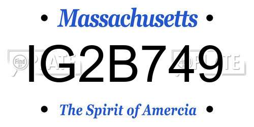 IG2B749 Massachusetts License Plate