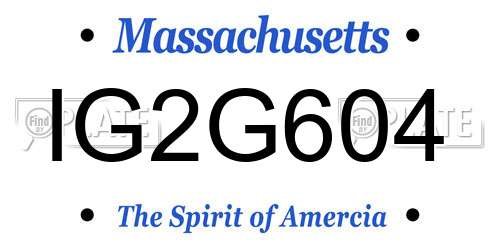 IG2G604 Massachusetts License Plate