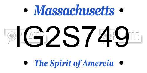 IG2S749 Massachusetts License Plate