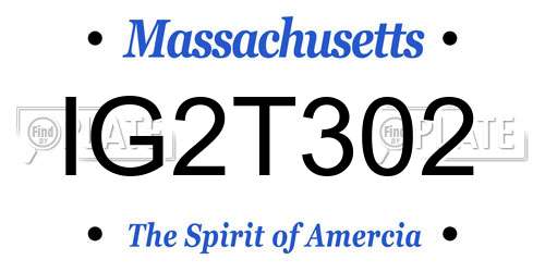 IG2T302 Massachusetts License Plate