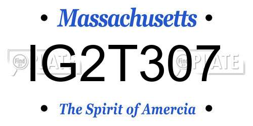 IG2T307 Massachusetts License Plate