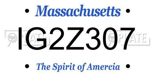 IG2Z307 Massachusetts License Plate