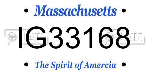 IG33168 Massachusetts License Plate