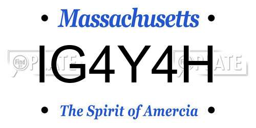 IG4Y4H Massachusetts License Plate