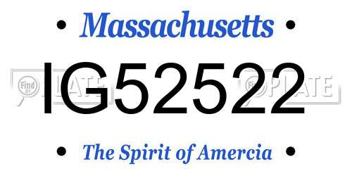 IG52522 Massachusetts License Plate