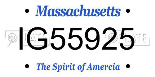 IG55925 Massachusetts License Plate