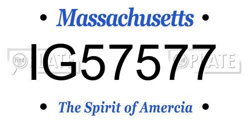 IG57577 Massachusetts License Plate