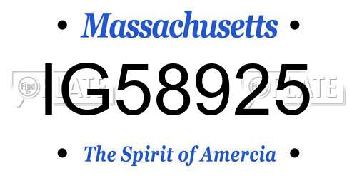 IG58925 Massachusetts License Plate