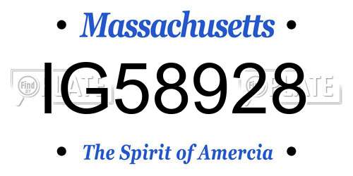IG58928 Massachusetts License Plate