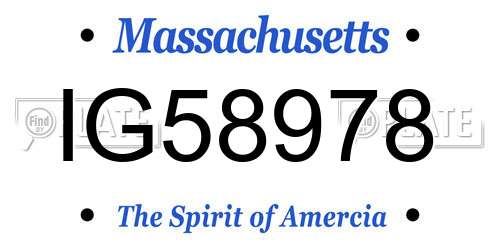 IG58978 Massachusetts License Plate
