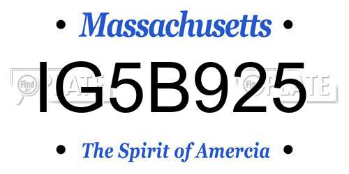 IG5B925 Massachusetts License Plate