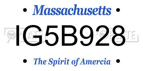 IG5B928 Massachusetts License Plate