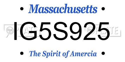 IG5S925 Massachusetts License Plate