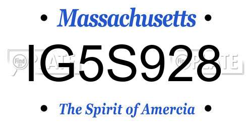 IG5S928 Massachusetts License Plate