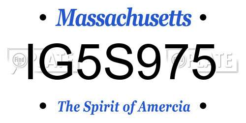 IG5S975 Massachusetts License Plate