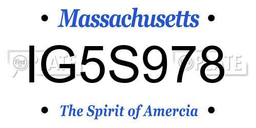 IG5S978 Massachusetts License Plate