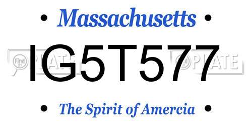 IG5T577 Massachusetts License Plate