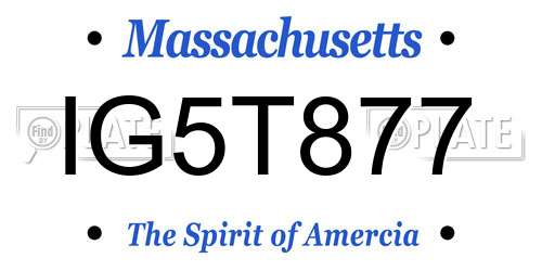 IG5T877 Massachusetts License Plate