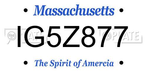 IG5Z877 Massachusetts License Plate