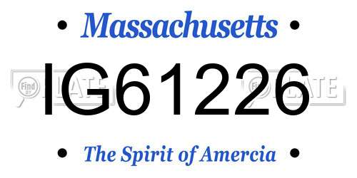 IG61226 Massachusetts License Plate