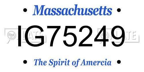 IG75249 Massachusetts License Plate