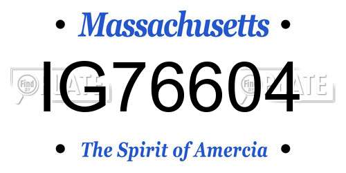 IG76604 Massachusetts License Plate