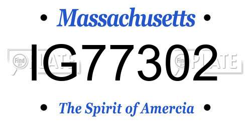 IG77302 Massachusetts License Plate