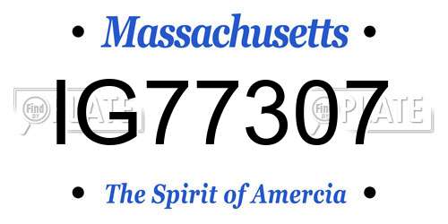 IG77307 Massachusetts License Plate