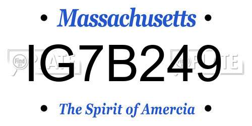 IG7B249 Massachusetts License Plate