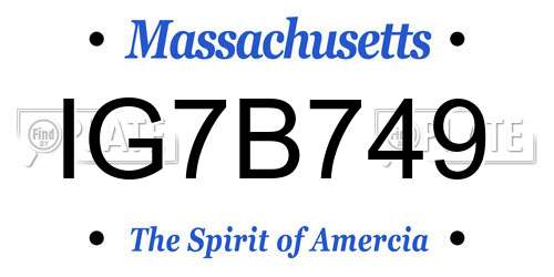 IG7B749 Massachusetts License Plate