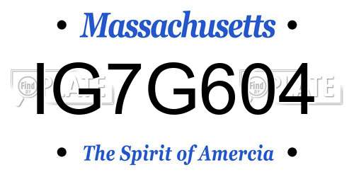 IG7G604 Massachusetts License Plate