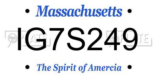 IG7S249 Massachusetts License Plate