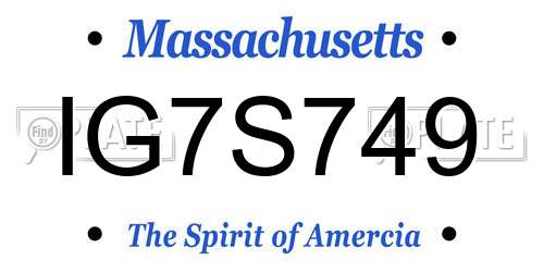 IG7S749 Massachusetts License Plate