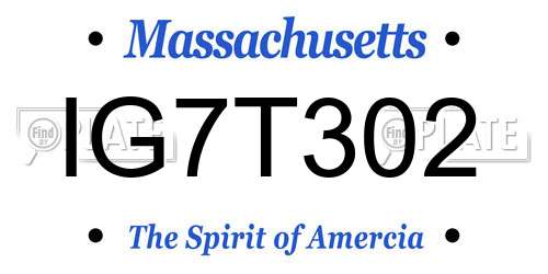 IG7T302 Massachusetts License Plate