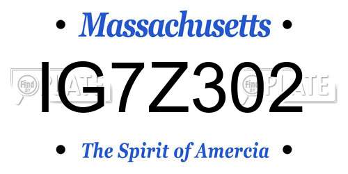 IG7Z302 Massachusetts License Plate