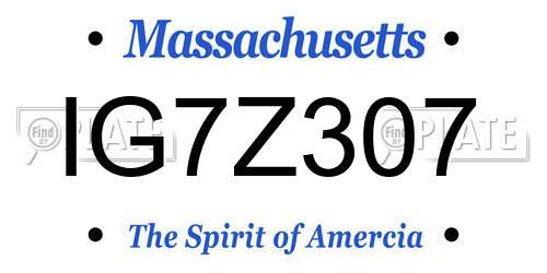IG7Z307 Massachusetts License Plate
