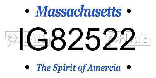 IG82522 Massachusetts License Plate