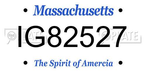IG82527 Massachusetts License Plate