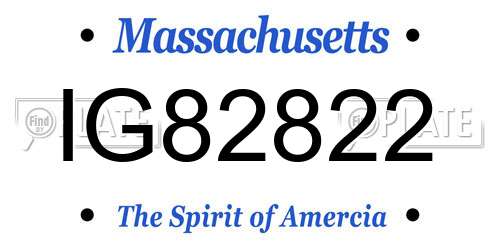 IG82822 Massachusetts License Plate
