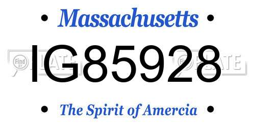 IG85928 Massachusetts License Plate