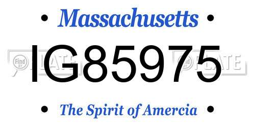 IG85975 Massachusetts License Plate